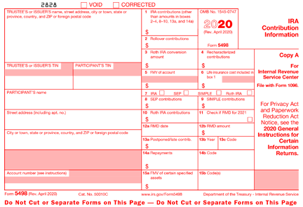 IRS Form 5498 for 2020