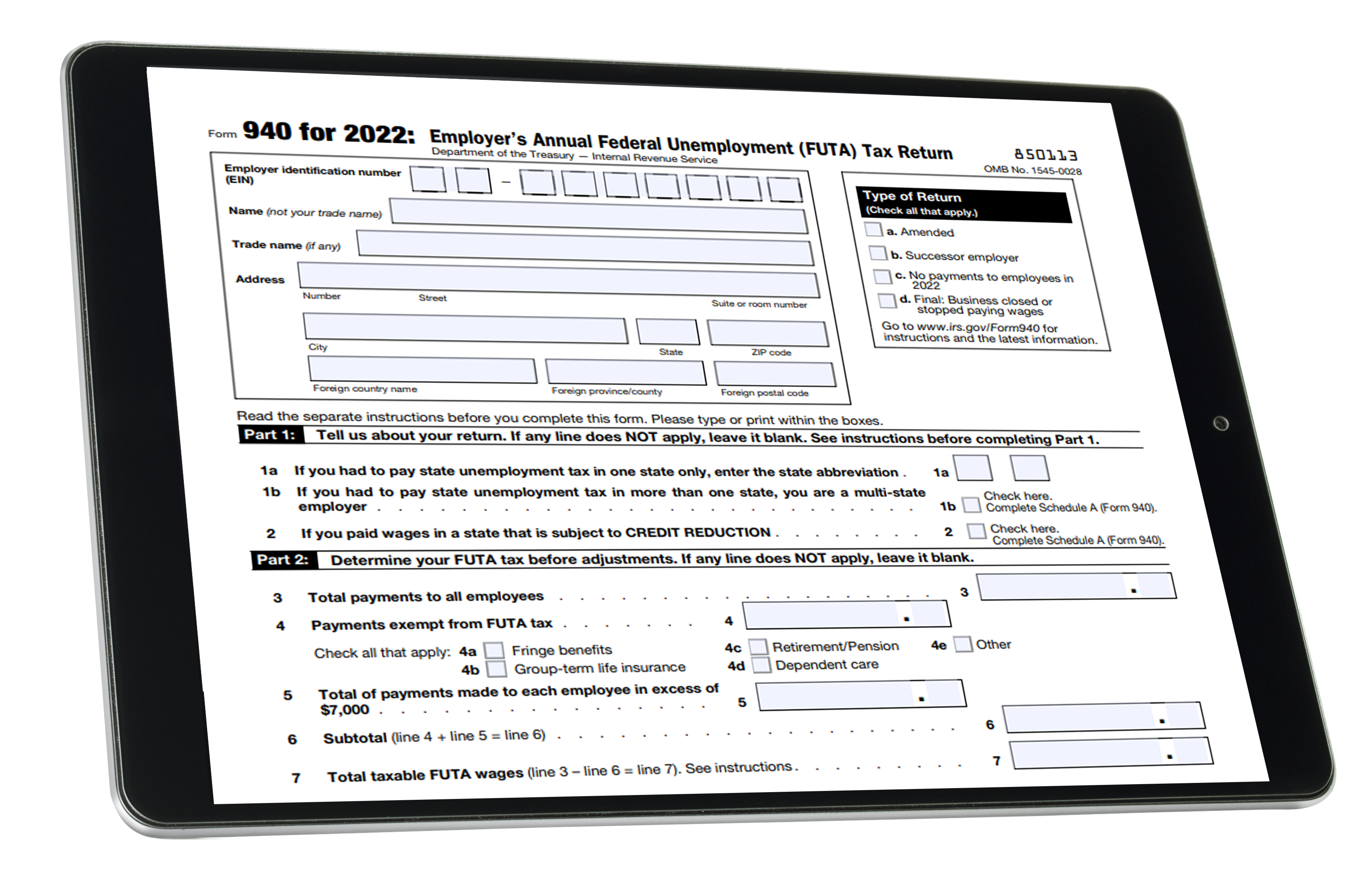 IRS Form 940 for 2022