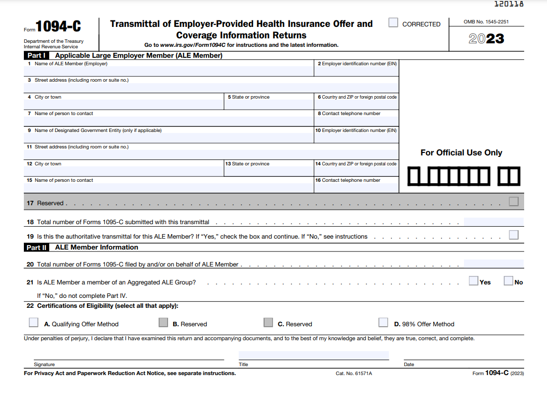 Form 1094-C for 2023