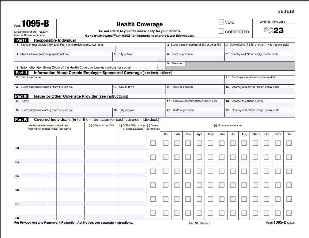 Form 1095-B for 2023